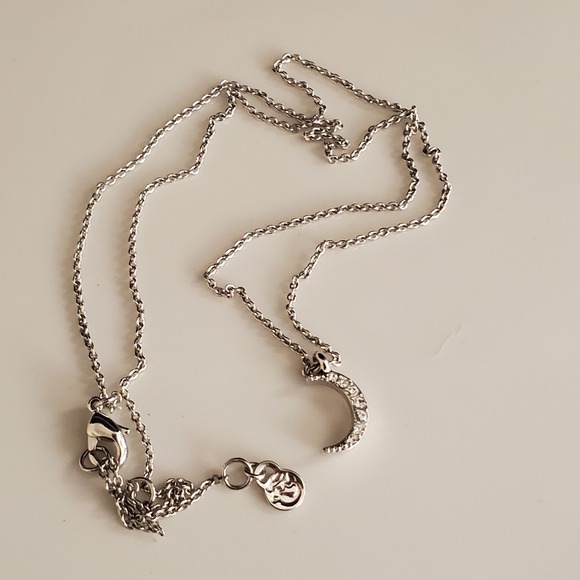 Spartina 449 Guiding Light Half Moon Necklace Silver Plate Dainty Small Crystals - Picture 5 of 7